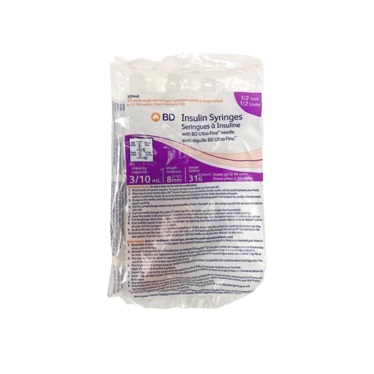 SYRINGE 31G 6mm / 3/10mL 10 pack